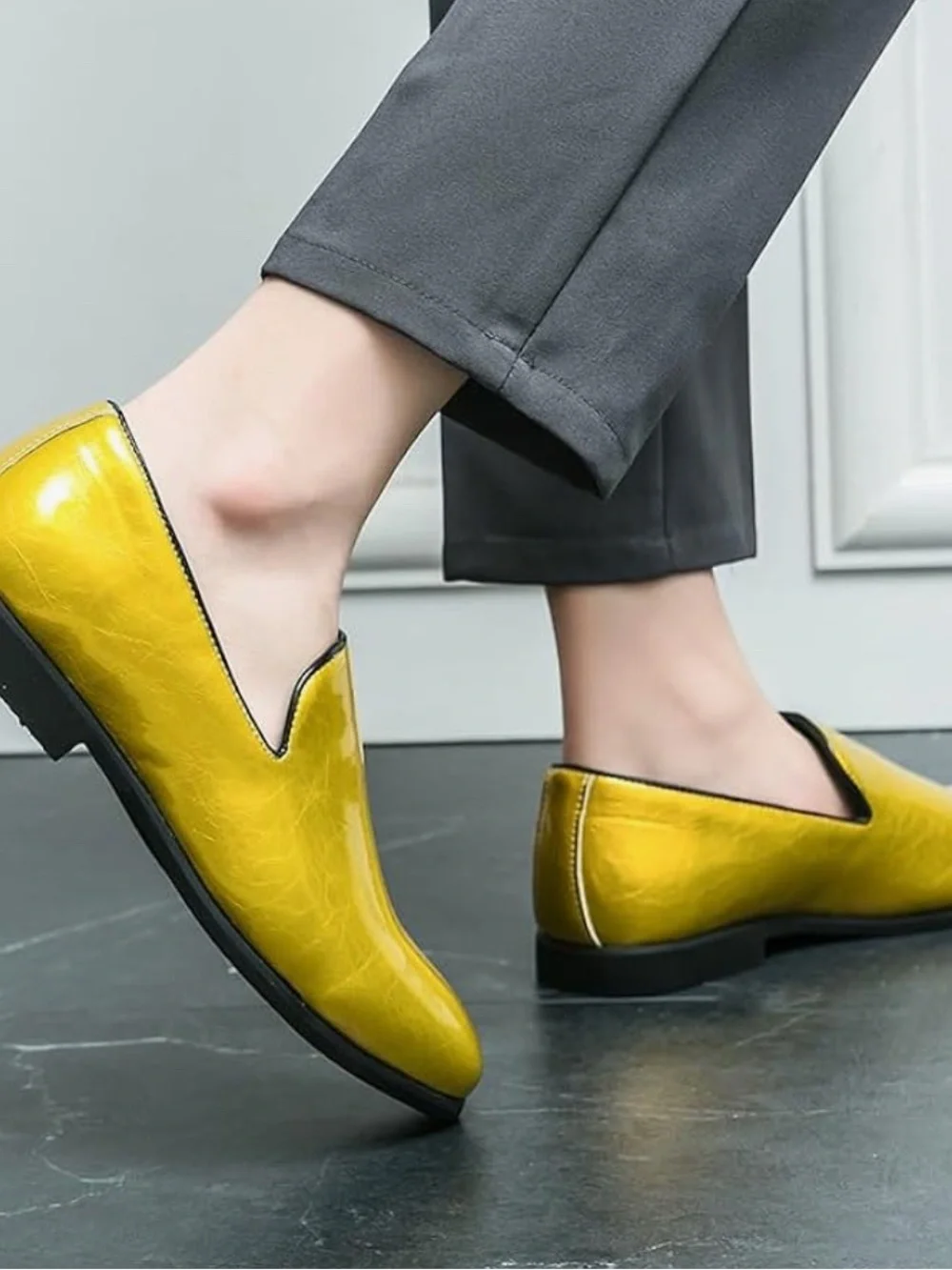 Faux Leather Dressy Slip on Shoes with a Pointy Toe